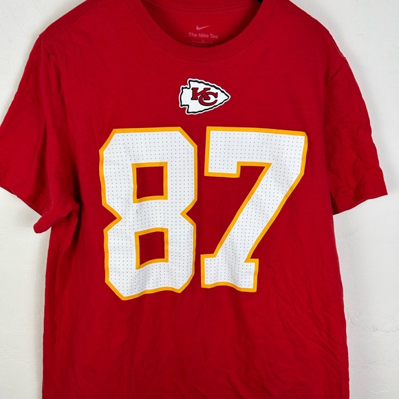 Travis Kelce Kansas City T Shirt Jersey Size Large Home red jersey - Picture 2 of 9